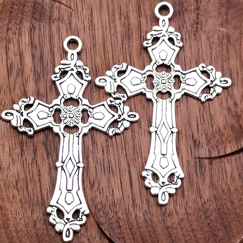 7pcs Retro Big Cross Charm Pendant Set, Bohemian Style